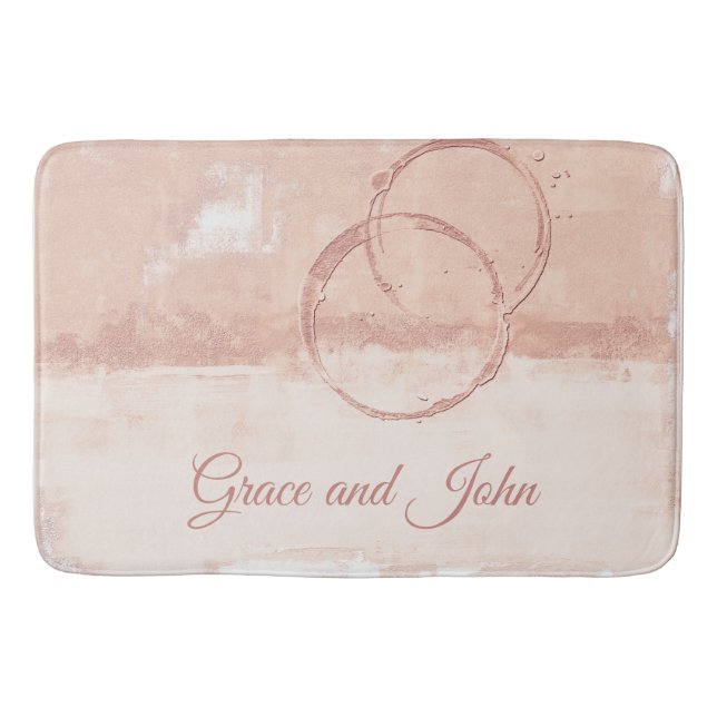 Personalise Modern Art Style Soft Pink Peach Bath Mat (Front)