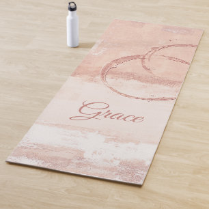 Personalise Modern Art Style Soft Pink Peach Yoga Mat