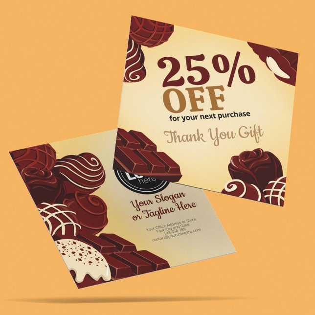Personalise Modern Chocolate Business Discount Card (Creator Uploaded)