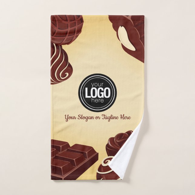 Personalise Modern Chocolate Business Hand Towel (Hand Towel)