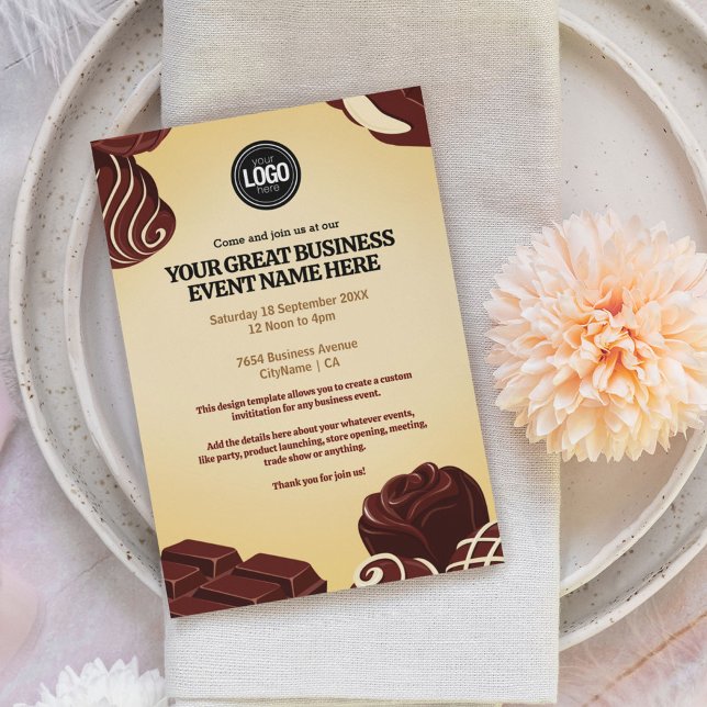 Personalise Modern Chocolate Business Invitation (Creator Uploaded)