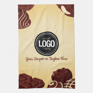 Personalise Modern Chocolate Business Tea Towel