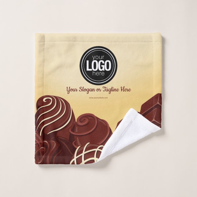 Personalise Modern Chocolate Business Wash Cloth (Wash Cloth)