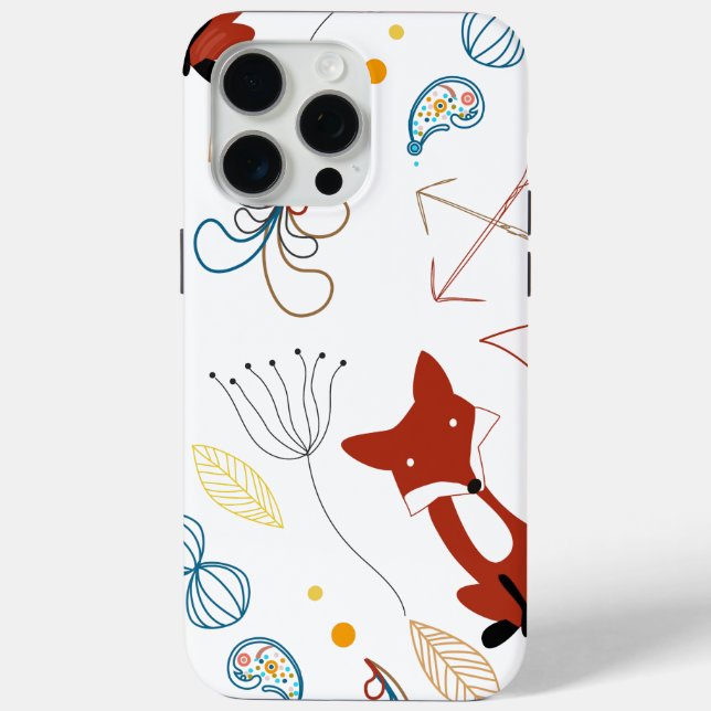 Personalise Modern Fox  Woodland Pattern Case-Mate iPhone Case (Back)