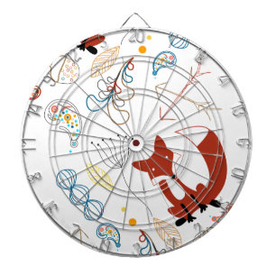 Personalise Modern Fox  Woodland Pattern Dartboard