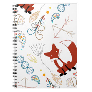 Personalise Modern Fox Woodland Pattern Notebook