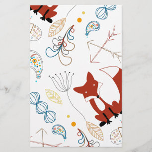 Personalise Modern Fox  Woodland Pattern Stationery