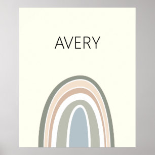 Personalise Modern Hue Rainbow Nursery Art Poster