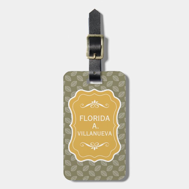 Personalise Modern leaves Travel Tag (Front Vertical)