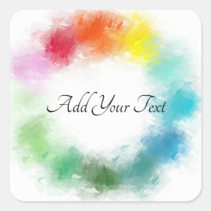 Personalise Modern Rainbow Colours Template Square Sticker