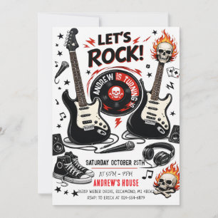 Personalise Modern Rockstar Birthday Invitation