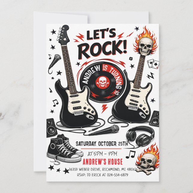 Personalise Modern Rockstar Birthday Invitation (Front)