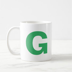 Personalise Modern Script Green Initial Monogram Coffee Mug