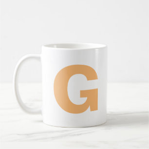 Personalise Modern Script Orange Initial Monogram  Coffee Mug