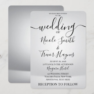 Personalise: Modern Silver Minimalist Wedding Invitation