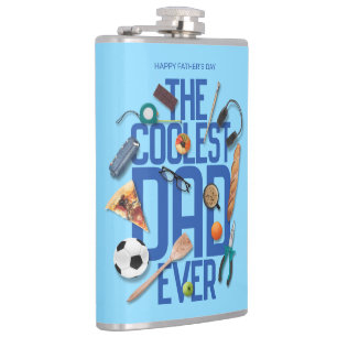 Personalise Modern The Coolest Dad Ever Hip Flask