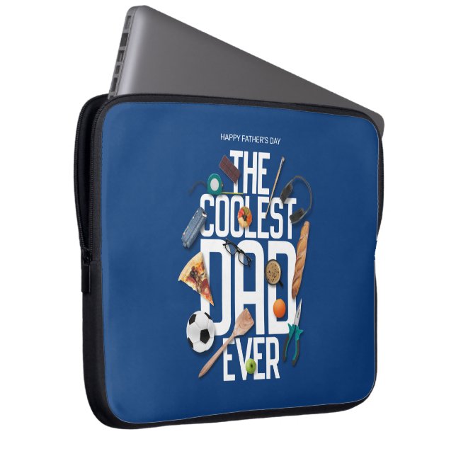 Personalise Modern The Coolest Dad Ever Laptop Sleeve (Front Right)