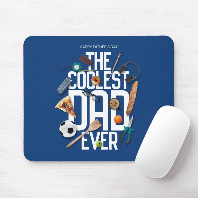 Personalise Modern The Coolest Dad Ever Mouse Pad (With Mouse)