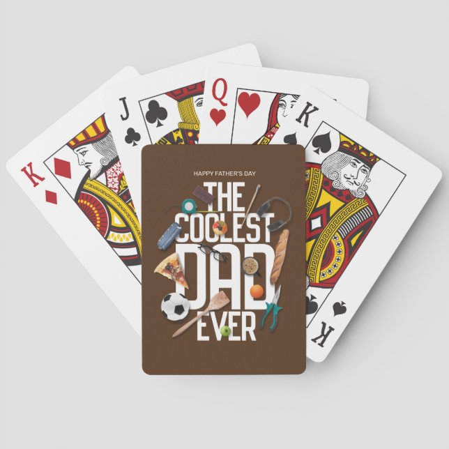 Personalise Modern The Coolest Dad Ever Playing Cards (Back)