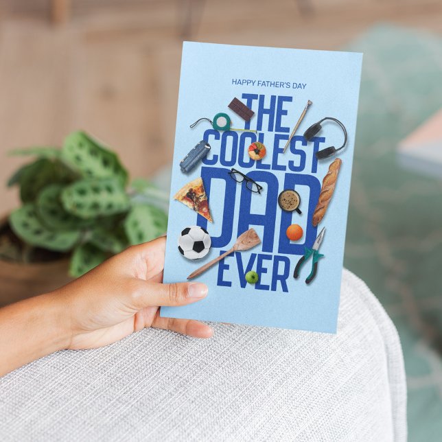 Personalise Modern The Coolest Dad Ever Postcard (Creator Uploaded)