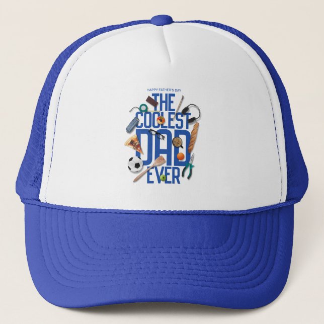 Personalise Modern The Coolest Dad Ever Trucker Hat (Front)