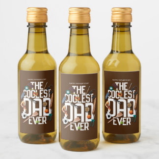 Personalise Modern The Coolest Dad Ever Wine Label