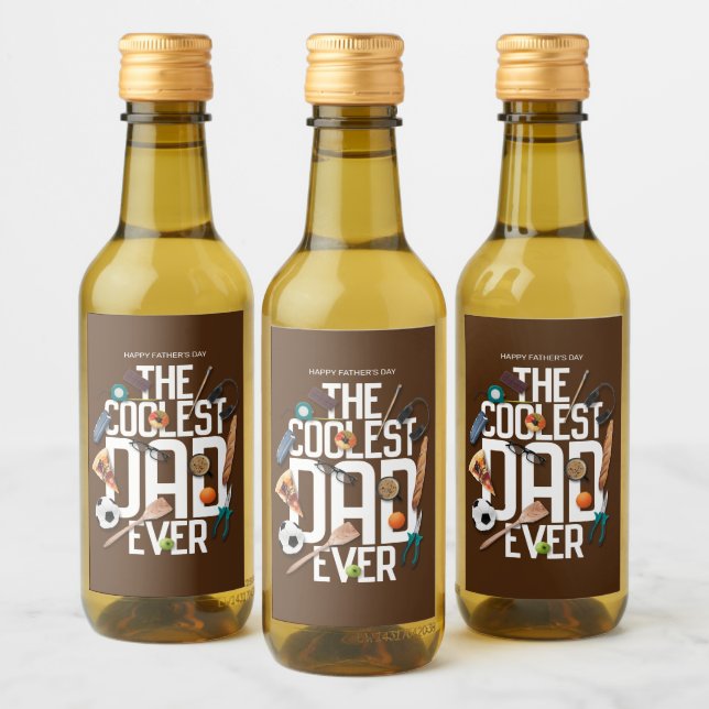 Personalise Modern The Coolest Dad Ever Wine Label (Bottles)