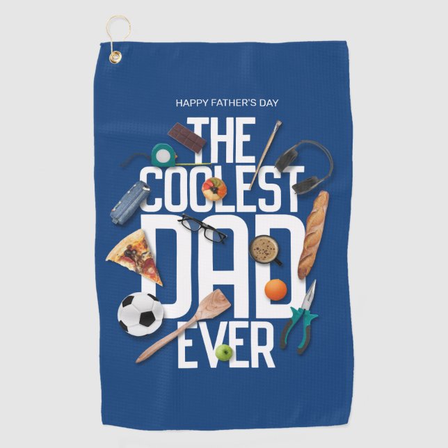Personalise Modern The Coolest Dad Golf Towel (Front)