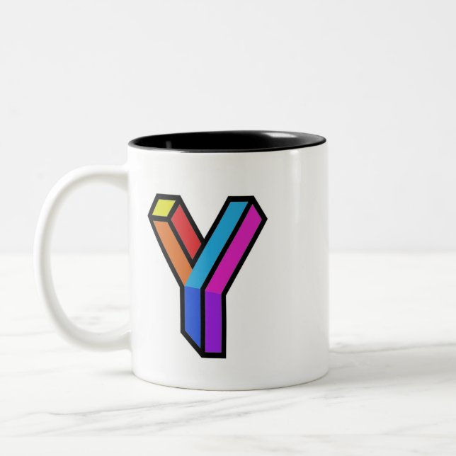Personalise modern trendy 3D Initial Letter Y Mug (Left)