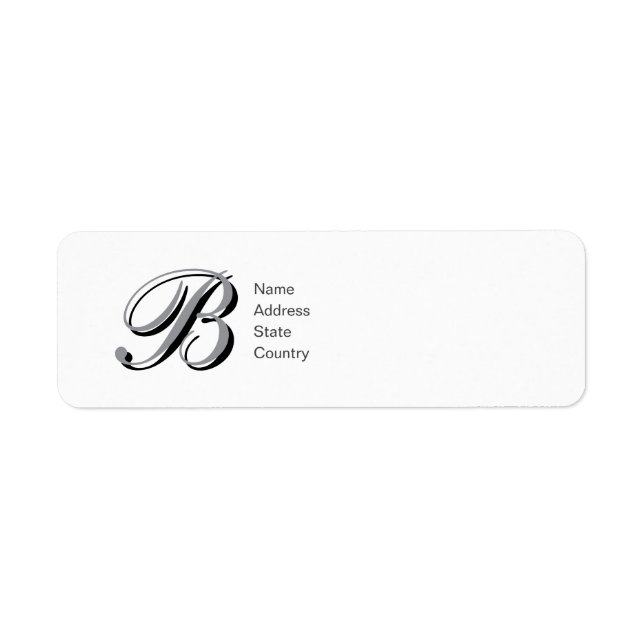 Personalise Monogram B Script Return Address Label (Front)