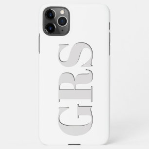 Personalise Monogram, Bold Grey Letters Blk Shadow iPhone 11Pro Max Case