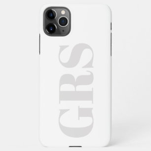 Personalise Monogram, Bold Grey Letters on White iPhone 11Pro Max Case