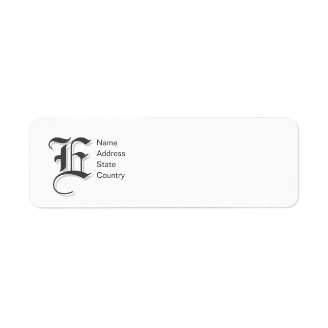 Personalise  Monogram E Return Address Label (Front)
