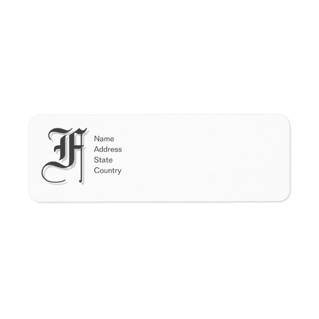 Personalise  Monogram F Return Address Label (Front)