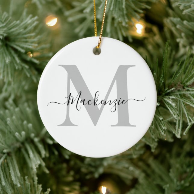 Personalise Monogram Initial Name Ceramic Ornament (Tree)