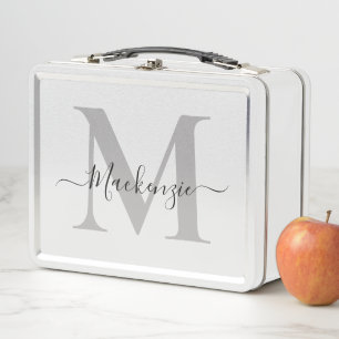 Personalise Monogram Initial Name Metal Lunch Box