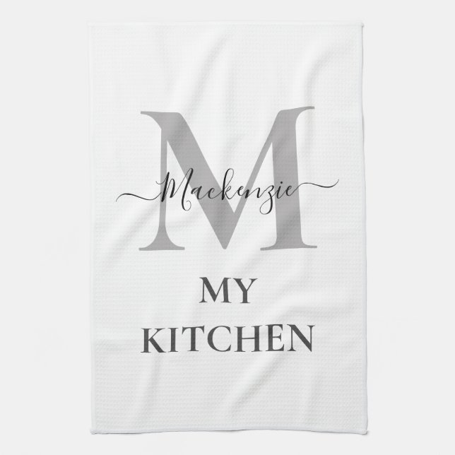 Personalise Monogram Initial Name My Kitchen Quote Tea Towel (Vertical)