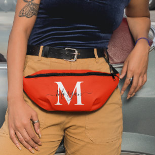 Personalise Monogram Initial Name Orange Bum Bags