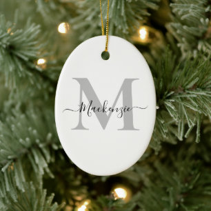 Personalise Monogram Initial Name Oval Ceramic Ornament