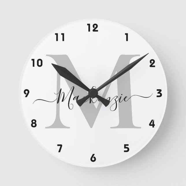 Personalise Monogram Initial Name Round Clock (Front)