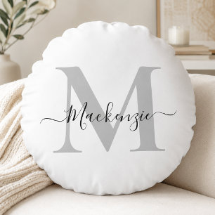 Personalise Monogram Initial Name Round Cushion