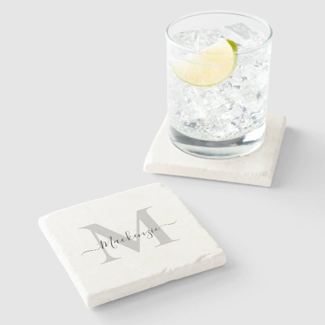 Personalise Monogram Initial Name Stone Coaster (Side)