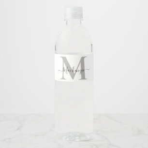 Personalise Monogram Initial Name Water Bottle Label