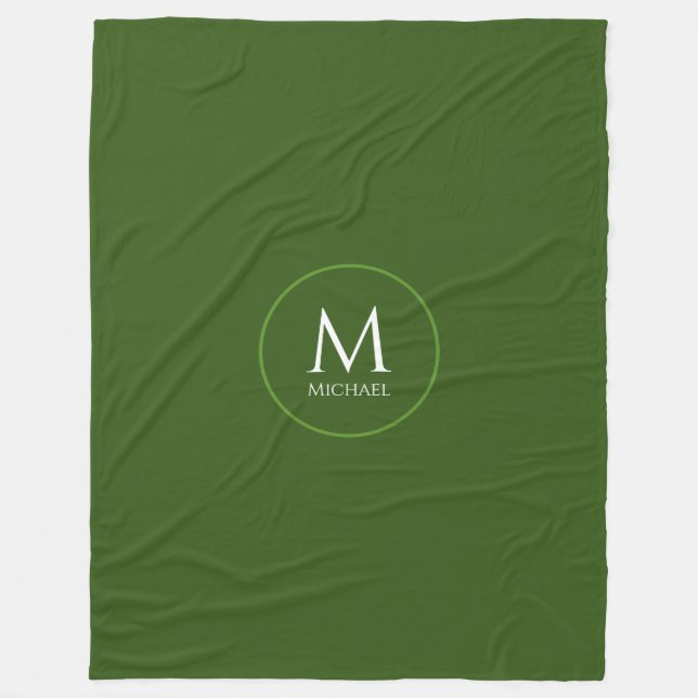 Personalise Monogram Initial Template Forest Green Fleece Blanket (Front)