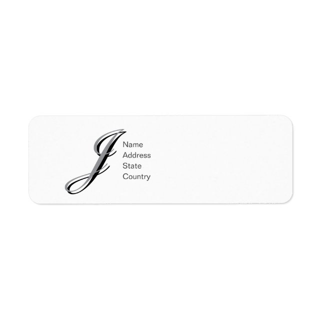Personalise Monogram J Script Return Address Label (Front)