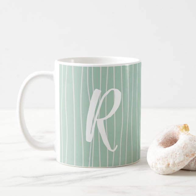 Personalise Monogram Mugs Modern Bamboo Print (With Donut)