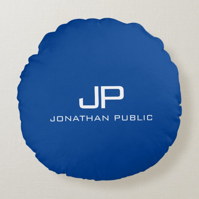 Personalise Monogram Name Elegant Modern Template Round Cushion (Front)