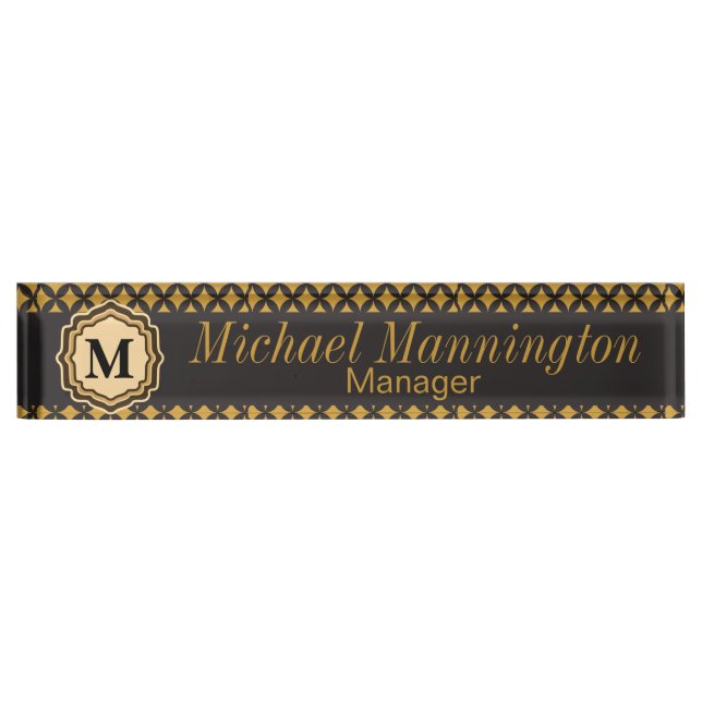 Personalise, Monogram Pattern Name Plate (Front)