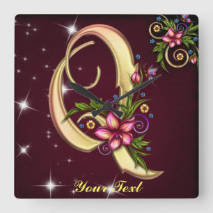 Personalise Monogram Q Wall Clock