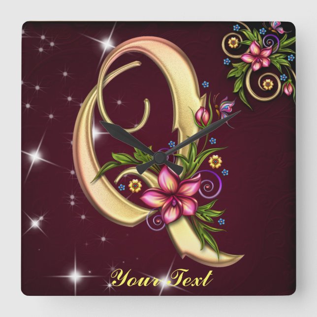 Personalise Monogram Q Wall Clock (Front)